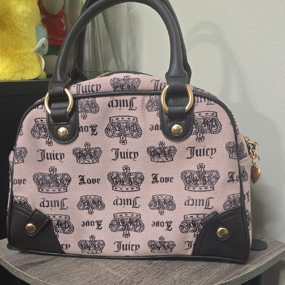 Juicy Couture Black and Pink Satchel with Gold Charm - Picture 2 of 8
